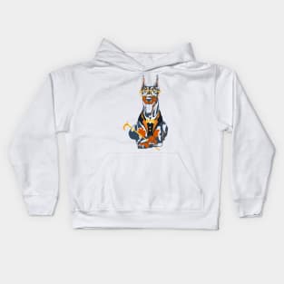 Hipster dog Doberman Pinscher Kids Hoodie